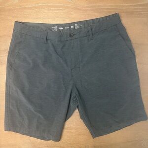 RVCA Men's Charcoal Micro-Stripe Flat Front Shorts